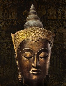 Cabeça em estilo Ayutthaya de uma imagem de Buda coroada (bronze)
