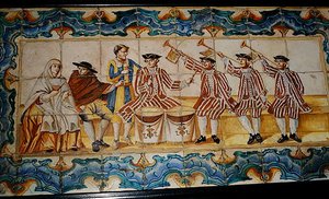 Azulejos com trompetises e um baterista (cerâmica) de School Spanish