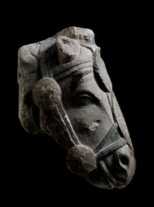 Cabeça de cavalo, escultura de pedra de Fuente la Higuera de School Spanish