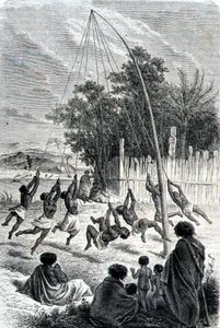 Guerreiros Maoris Tocando em um Swing, ilustração de 