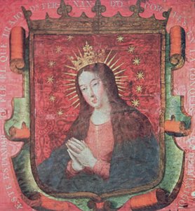 A bandeira original de Hernan Cortes (têxtil)