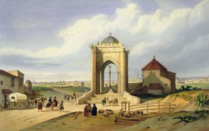 Vista da cidade de Sevilha a partir da Cruz del Campo (cor litho) de School Spanish