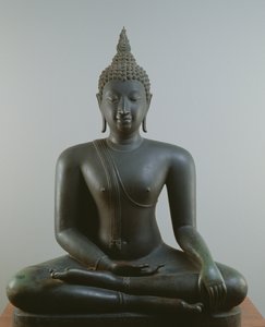 Buda sentado em meditação, estilo Sukhothai (bronze)