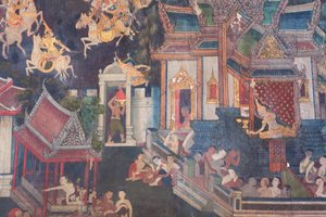 Murais da capela de Buddhaisawan, palácio de Wang Na (pintura) de School Thai