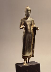 Buda em pé, Período Davaravati (bronze)