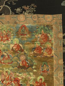 Detalhe do Terceiro Panchen Lama Losan Penden Yeshe (guache sobre pano) de School Tibetan