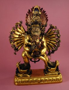 Dharmapala (bronze dourado) de School Tibetan