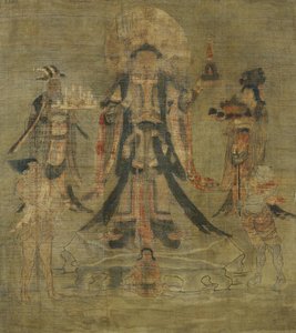 Cultura Tibetana : Vaisravana Bishamonten, a Guardiã do Norte. Tinta sobre seda, tamanho : 62,5x53