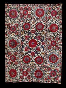 Shakhrisyabz Suzani, c. 1800 (bordado de seda sobre base de algodão) de School Uzbek