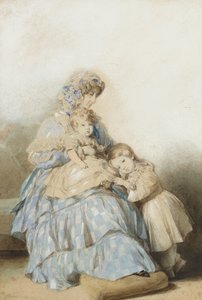 Rainha Maria Amalia dos franceses, com filhos do príncipe Louis, duque de Nemours, 1845 de School of Franz Xaver Winterhalter