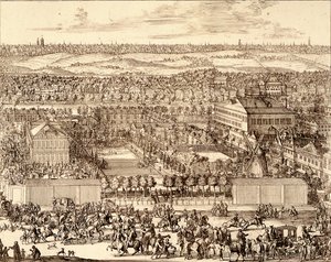 Bairro alemão Nemetskaya sloboda na parte direita de Moscou, 1705 de Schoonebeek