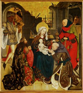 Adoração dos Reis Magos ... (pintura sobre madeira) de Schottenaltar Master