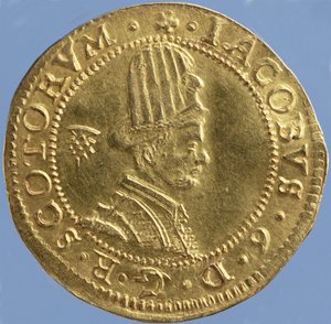 £ 4 escocês (hat-piece) de James VI, Edinburgh mint, 1591 (anverso) (ouro) (para reverso ver 244626) de Scottish School
