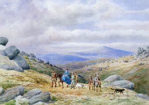 Uma festa de tiroteio em Highlands, 1868 (wc no papel) de Scottish School