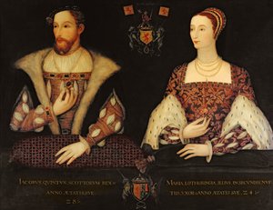 Cópia do duplo retrato original de Marie de Guise (1515-1560) e do rei Jaime V (1512-42) encomendado por Lord Bute, 1895