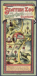 Folheto de divulgação do circo escocês de zoológicos e variedades, c.1890 de Scottish School