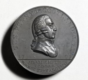 Moeda de um centavo escocês que comemora Adam Smith (anverso), 1797 (cobre) (para ver reverso XJF448270) de Scottish School
