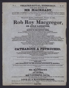 Programa de teatro para o Theatre Royal, Edimburgo de Scottish School