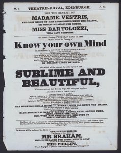 Programa de teatro para o Theatre Royal, Edimburgo de Scottish School