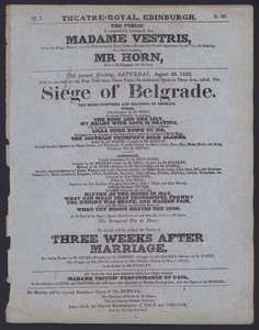 Programa de teatro para o Theatre Royal, Edimburgo, 23 de Agosto de 1823 (litho) de Scottish School