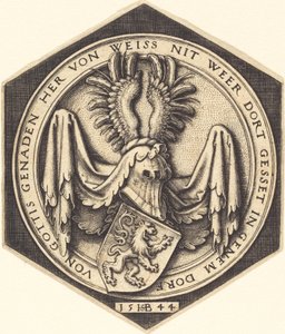 Brasão de armas com um leão de Sebald Beham