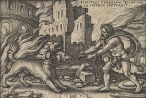 Hércules Capturando Cerberus, de Os Trabalhos de Hércules, 1545.