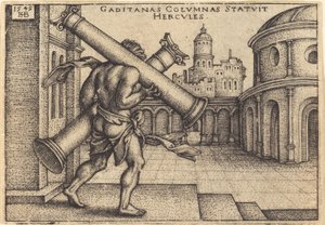 Hércules carregando as colunas de Gaza de Sebald Beham