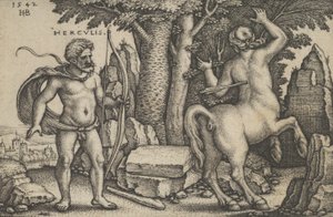 Hércules Matando Nessus, de Os Trabalhos de Hércules, 1542. de Sebald Beham