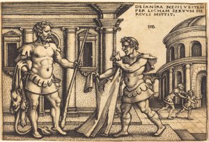 Lycus trazendo a vestimenta de Nessus para Hércules de Sebald Beham
