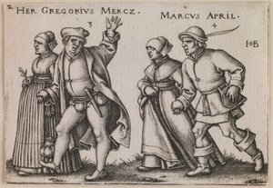"Março e Abril" da série "A Festa dos Camponeses ou Os Doze Meses" de Sebald Beham