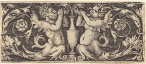 Ornamento com chifres de sopro de tritões de Sebald Beham