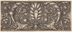 Ornamento com dois golfinhos grotescos de Sebald Beham