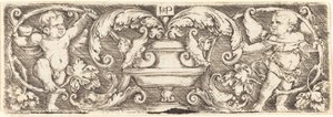 Ornamento com um vaso entre dois gênios de Sebald Beham