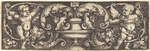 Ornamento com um vaso entre dois gênios de Sebald Beham
