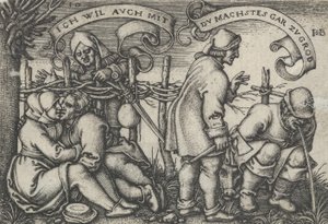 Camponeses atrás da cerca, da Festa dos Camponeses ou os Doze Meses, 1546-47. de Sebald Beham