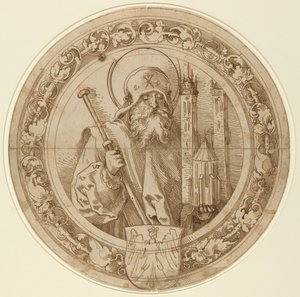 Saint Sebald carregando o modelo de sua igreja em Nuremberg de Sebald Beham