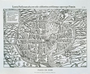 Plano da cidade de Paris c.1530 (gravura em madeira) de Sebastian (after) Münster