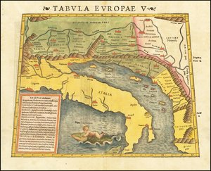 1545 O 5º mapa europeu de Ptolomeu por Sebastian Munster de Sebastian Munster