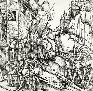 Cerco de Cartago, gravura retirada da Universalis Cosmographia (Cosmologia Universal), de Sebastian Munster (1488-1552). Alemanha de Sebastian Munster