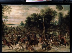 Ataque de cavalaria, c.1615 (óleo sobre madeira) de Sebastian Vrancx