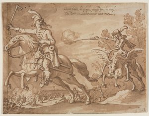 Morte a cavalo perseguindo um cavaleiro voador, 1631. de Sebastian Vrancx