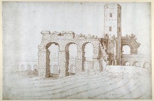 A Torre Fiscale e as ruínas do Aqueduto de Cláudio de Sebastian Vrancx
