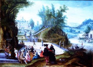 Os meses de Maio e Junho com uma vista caprichosa da Villa Borghese de Sebastian Vrancx