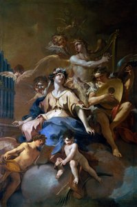 Glória de Santa Cecília com anjos musicais, c.1720 (óleo sobre tela) de Sebastiano Galeotti