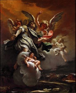A apoteose da pintura de São Sebastiano Ricci (1659-1734) 1694 Dim. 78,5x63,5 cm Milão, Civiche Raccolte del Castello Sforzesco
