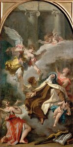 A Visão de Santa Teresa de Ávila (1515-1582) - Sebastiano Ricci (1659-1734). Óleo sobre tela, ca. 1728. Dimensão : 71,5x37 cm. Museu de História de Arte, Vienne de Sebastiano Ricci