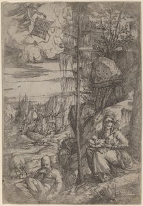Paisagem com o descanso na fuga para o Egito de Sebastiano de Valentinis