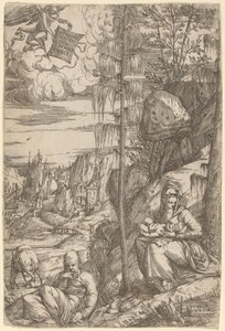 Paisagem com o descanso na fuga para o Egito de Sebastiano de Valentinis