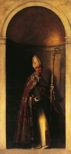 São Luís de Toulouse, decoração da porta do órgão, ca. 1509, de Sebastiano del Piombo (ca. 1485-1547), óleo sobre tela, 293x137 cm, Igreja de San Bartolomeo, Veneza, Itália de Sebastiano del (c.1485 1547) Piombo