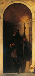 São Sinibald, decoração da porta do órgão, ca. 1509, de Sebastiano del Piombo (ca. 1485-1547), óleo sobre tela, 293x137 cm, Igreja de San Bartolomeo, Veneza, Itália